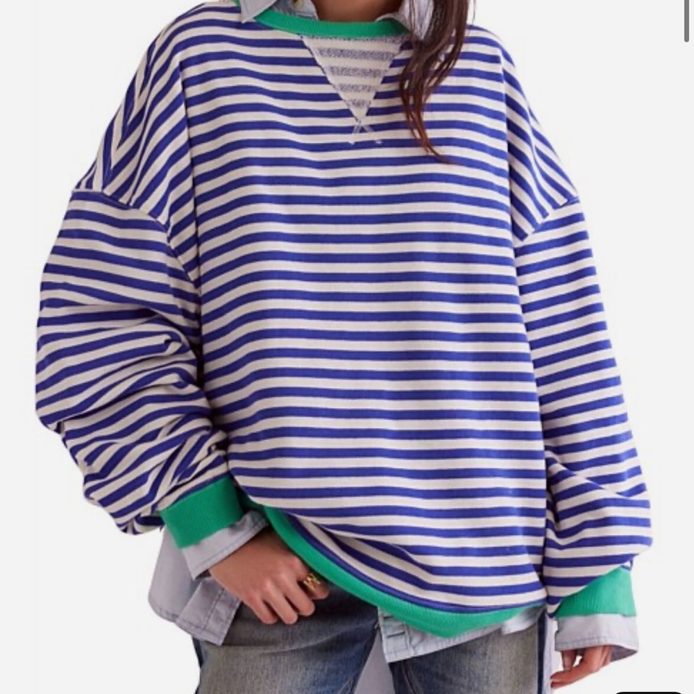 Striped Blue and White Oversized Sweater